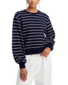 Frame Blouson Sleeve Sweatshirt In Navy Multi In Black