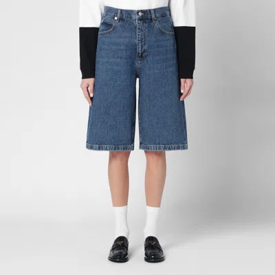 Frame Blue Bermuda Shorts In Regenerated Denim