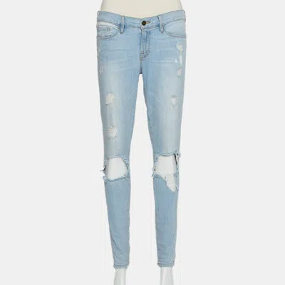 Frame Blue Faded Denim Skinny Destroyed Nowita Jeans