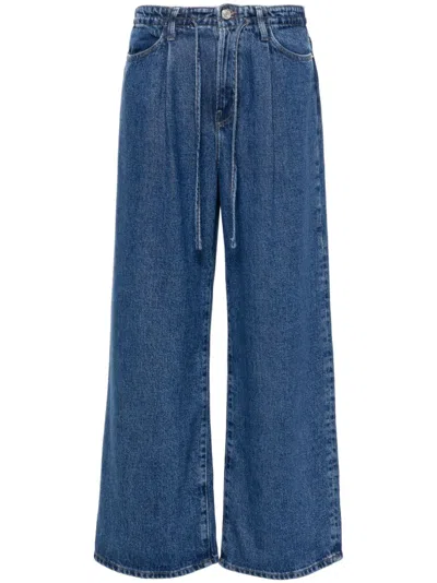 Frame Blue Drawstring Wide Leg Jeans In Ghost