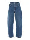 Frame Womens Caramia Low Slung Barrel Straight-leg High-rise Recycled-denim Jeans In Blue