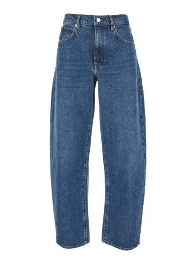 Frame Blue Jeans With Low Waist And Belt Loops In Denim Woman