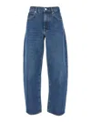 Frame Blue Jeans With Low Waist And Belt Loops In Denim Woman