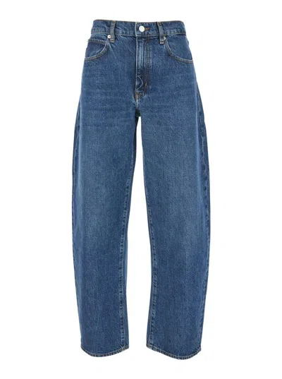 Frame Blue Jeans With Low Waist And Belt Loops In Denim Woman
