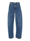 Frame Womens Caramia Low Slung Barrel Straight-leg High-rise Recycled-denim Jeans In Blue