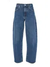 Frame Womens Caramia Low Slung Barrel Straight-leg High-rise Recycled-denim Jeans In Blu