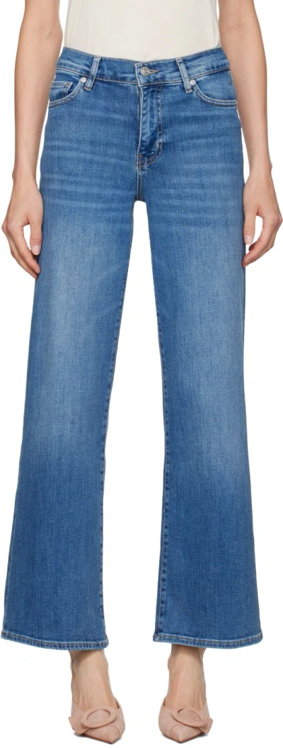 Frame Le Slim Palazzo High Rise Wide Leg Jeans In Drizzle In Jetty