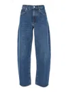 Frame Womens Caramia Low Slung Barrel Straight-leg High-rise Recycled-denim Jeans In Blue