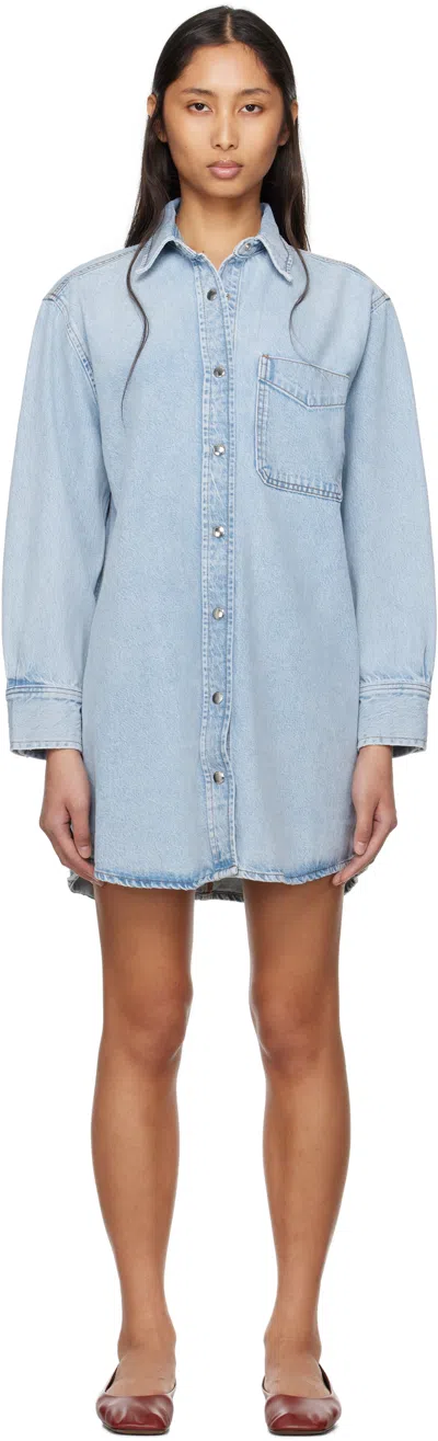 FRAME BLUE 'THE SHIRT' DENIM MINIDRESS