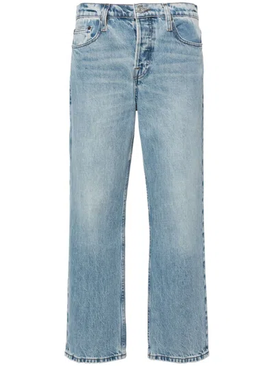Frame Slouchy Mid-rise Straight-leg Jeans In Blau