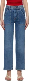 FRAME BLUE TRAPUNTO STRAIGHT JEANS