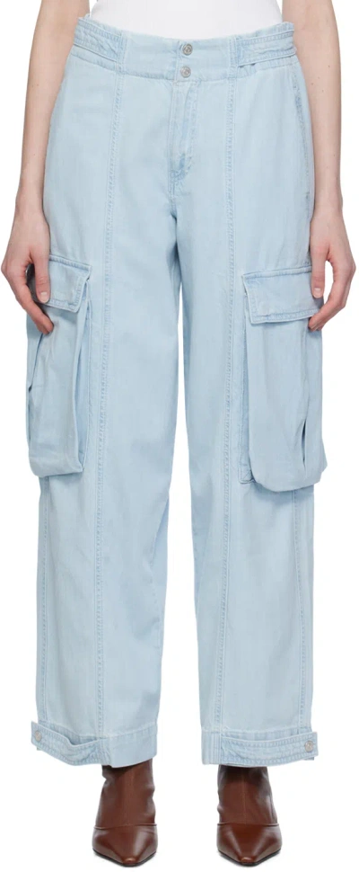 Frame Blue Wide-leg Cargo Jeans In Thrill