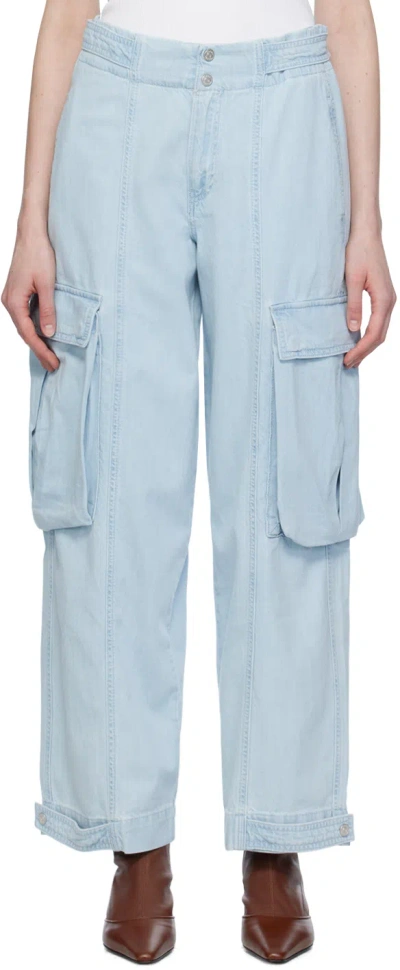 FRAME BLUE WIDE-LEG CARGO JEANS