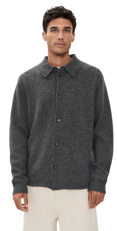 Frame Boiled Wool Cardigan Dark Grey
