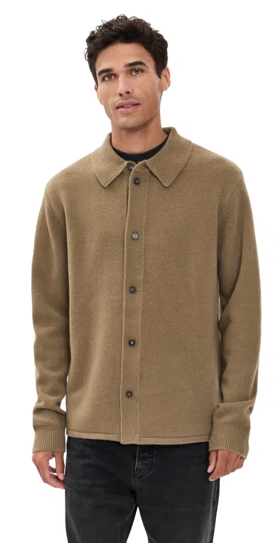 Frame Boiled Wool Shirt Sweater Brown Olive