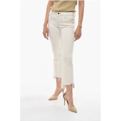 Frame Boot Cut Jeans With Frayed Hem 18cm In White