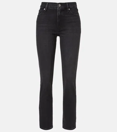 Frame Borrowed Cropped Straight Jeans In Black