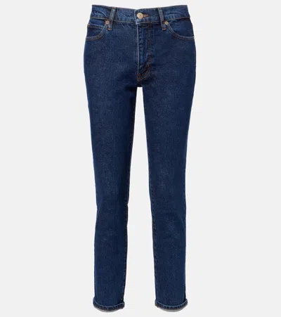 Frame Borrowed Cropped Straight Jeans In Blue