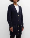 Frame Boucle Boyfriend Cardigan In Navy In Navy