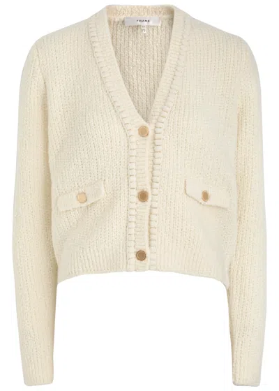 Frame Double Pocket Cropped Cardi Cream Wool