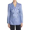 Frame Boulevard Leather Blazer In Periwinkle