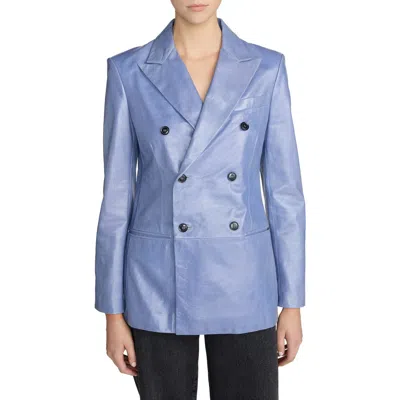 Frame Boulevard Leather Blazer In Periwinkle