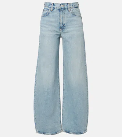 Frame Bow Barrel-leg Jeans In Blue