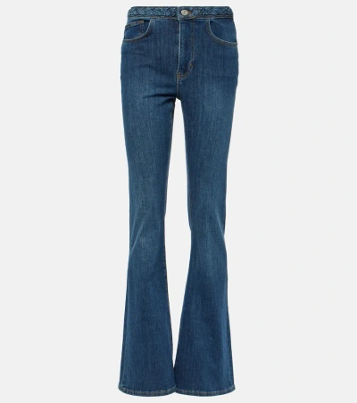 Frame Braided High-rise Flared Jeans In Blau