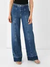 Frame Pixie Braided Waistband Wide Leg Jeans In Blue