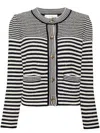 Frame Gestreifter Cardigan Aus Einer Baumwollmischung In Black