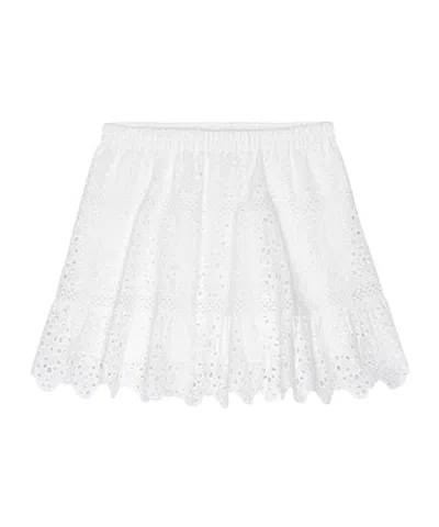 Frame The Deco Scalloped Broderie Anglaise Cotton-poplin Mini Skirt In White