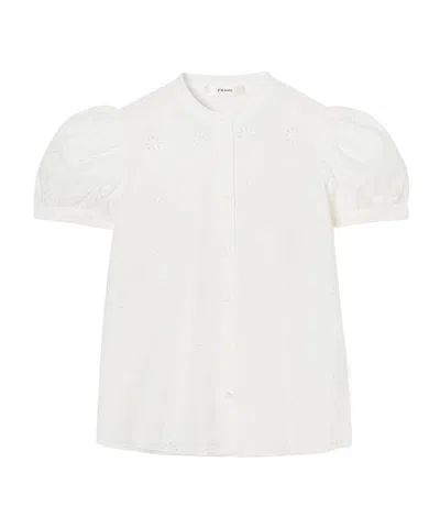 Frame Broderie Anglaise Shirt In Orange