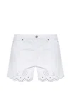 Frame Womens White The Eyelet Embroidered-hem Denim Shorts In White