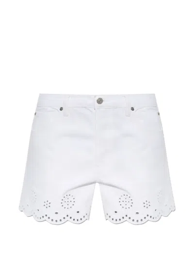 Frame Womens White The Eyelet Embroidered-hem Denim Shorts
