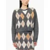 Frame Brushed Argyle Skirt In Grey Multi In Multi