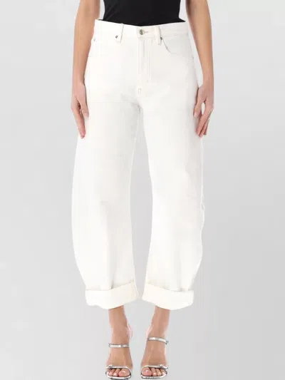 Frame Bubble Barrel Denim High Waist Trousers In White