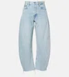 Frame The Bubble High Rise Barrel Leg Jeans In Blue