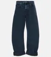 Frame Bubble High-rise Barrel-leg Jeans In Blue
