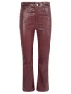 Frame Le Crop Mini Boot Leather Jeans In Burgundy