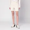 Frame Denim Bermuda Shorts With Back Pockets And Frayed Hem In Neutral