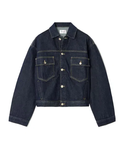 Frame Button Denim Jacket In Blue