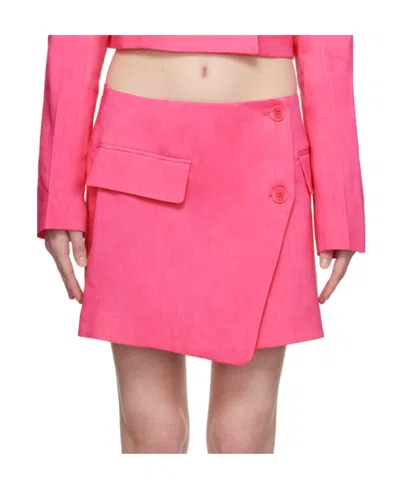 Frame Button Detail Design Skirt In Pink