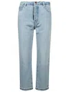 Frame Button Detailed Straight Leg Jeans In Blue