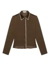Frame Womens Coffee Multi The Slim Essential Silk Shirt In Brown