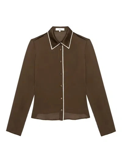 Frame Button-down Shirt In Brown