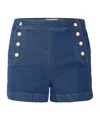 Frame Button-embellished Denim Shorts In Blue