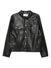 Frame Leather Trucker Jacket In Black