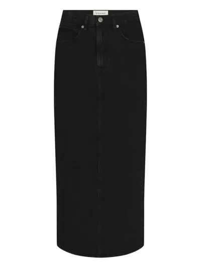 Frame Button-fastening Midi Skirt In Black