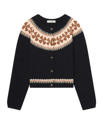 Frame Button-front Cardigan In Black