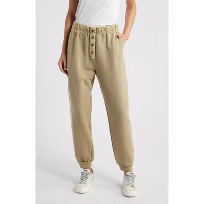 Frame Button Front Cotton Blend Sweatpants In Vintage Military